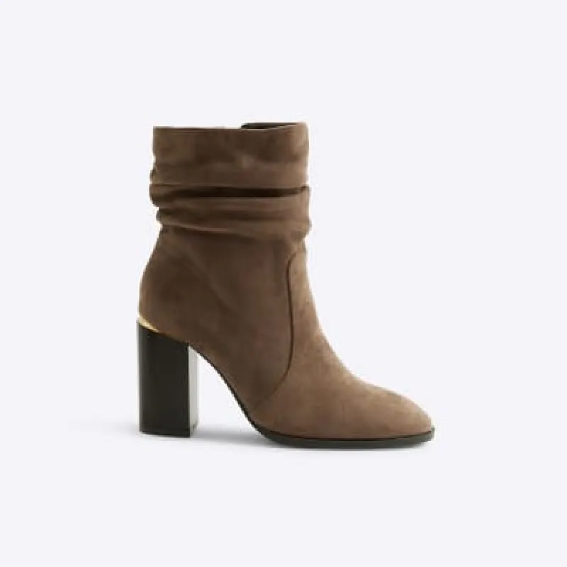 Grey Slouch Heeled Ankle Boots sold by River Island