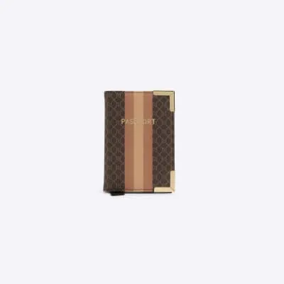 Brown RI monogram passport holder sold by River Island