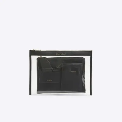 Black Embossed Travel Pouch Bag sold by River Island