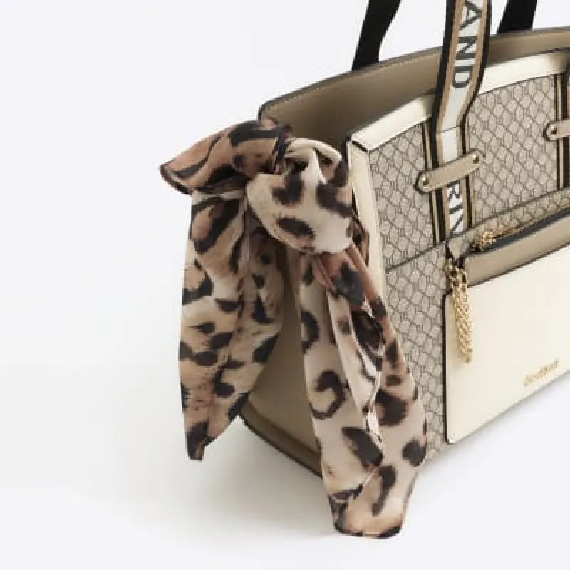 Black Leopard Print Satin Scarf sold by River Island