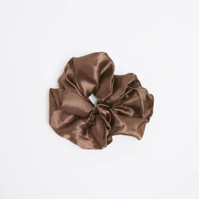 Brown satin oversized scrunchie sold by River Island
