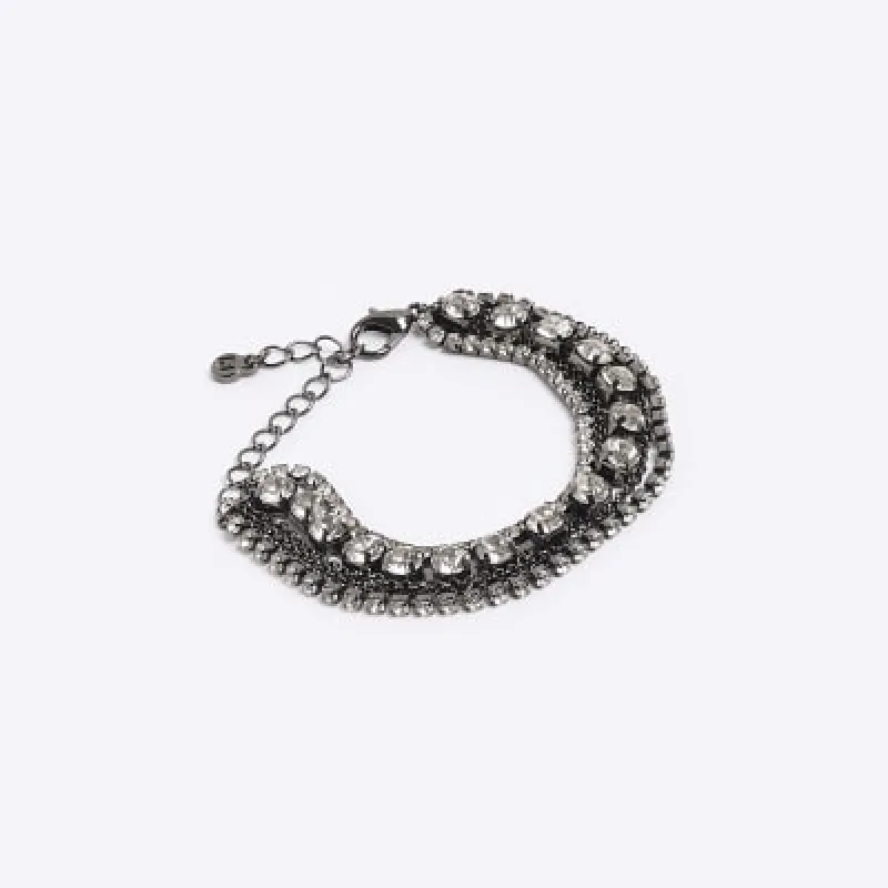 Black diamante bracelet sold by River Island