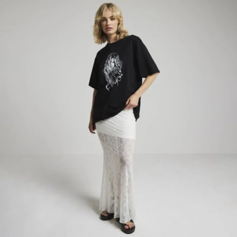 Black Flackstock graphic print t-shirt sold by River Island