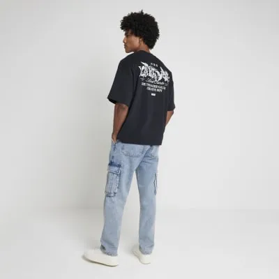 Black oversized fit Valence graphic t-shirt sold by River Island