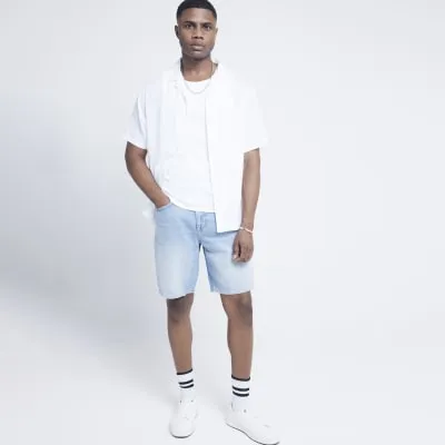 Blue relaxed fit jean Short sold by River Island