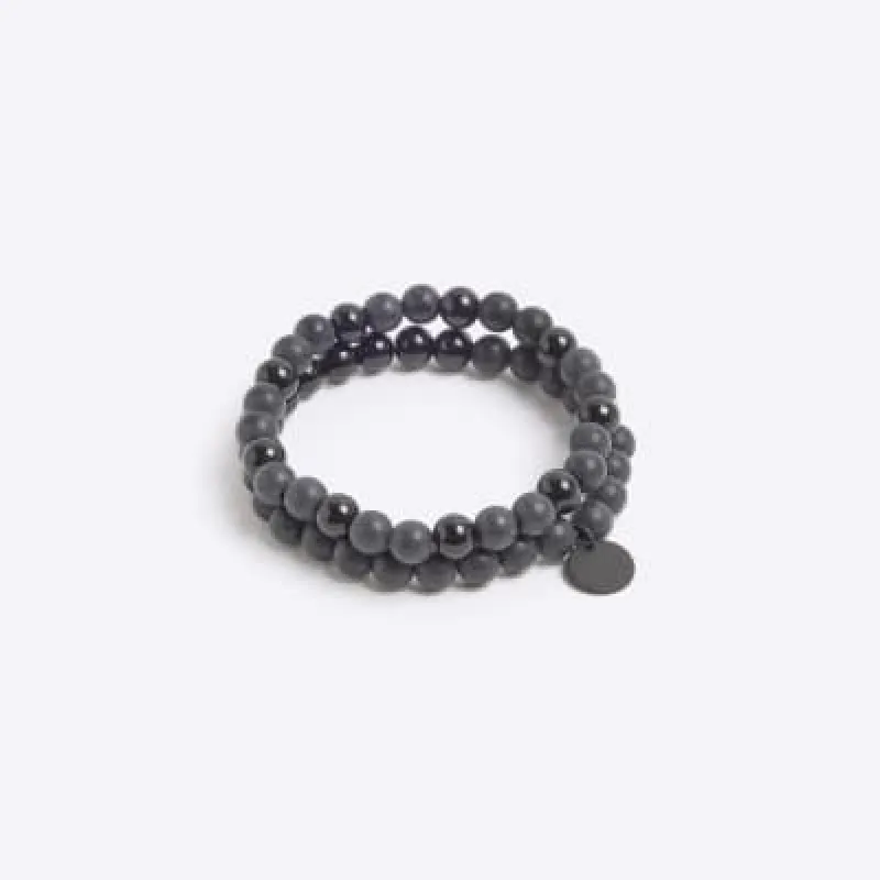 2PK Black Beaded Bracelets sold by River Island