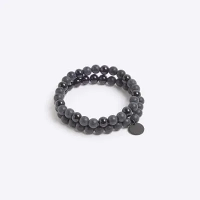 2PK Black Beaded Bracelets sold by River Island