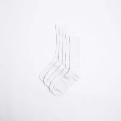 5PK white rib ankle socks sold by River Island