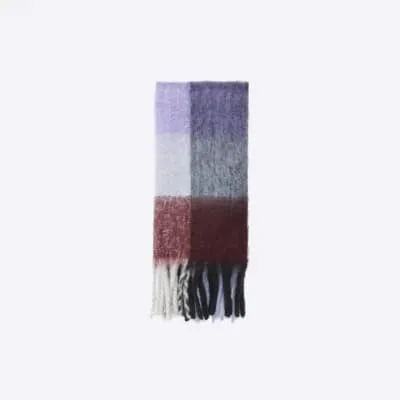 Purple knitted check scarf sold by River Island