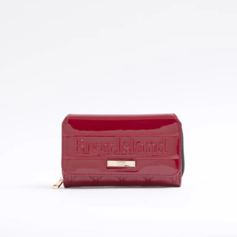 Red patent embossed quilted purse sold by River Island
