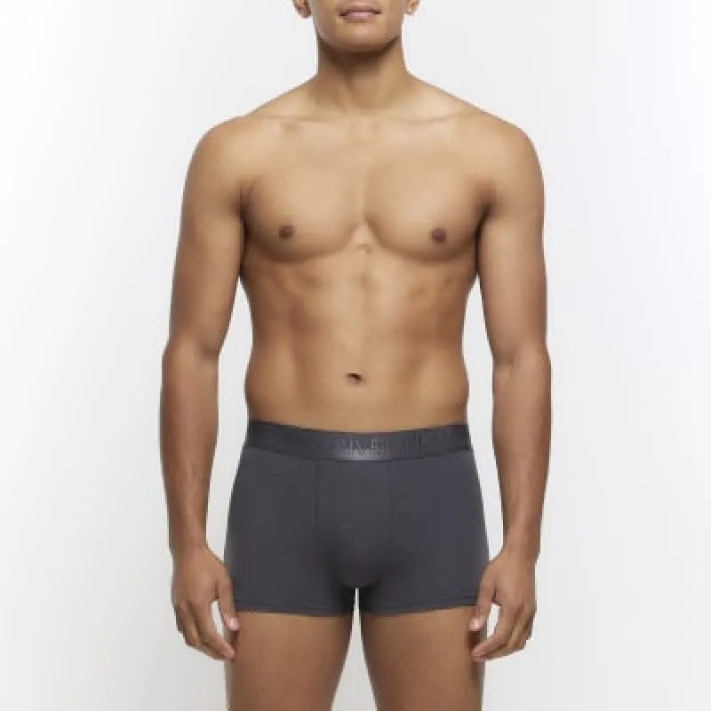 4 Pack grey RI cotton stretch trunks sold by River Island