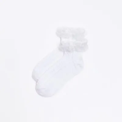 White frill ankle socks sold by River Island