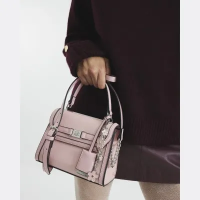 Pink Faux Leather Mini Tote Cross Body Bag sold by River Island
