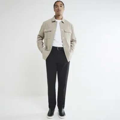 Black Slim Belted Chino Trousers sold by River Island
