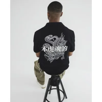 Black Japanese Snake Shirt sold by River Island