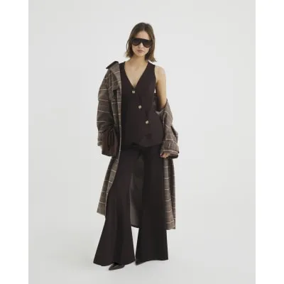 Brown Sleeveless Asymmetric Waistcoat sold by River Island
