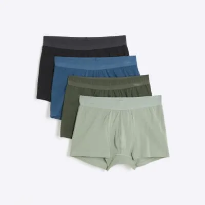 4 Pack green cotton stretch RI trunks sold by River Island