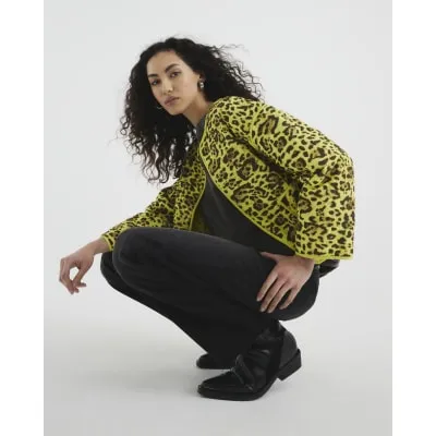 Yellow Quilted Leopard Print Jacket sold by River Island
