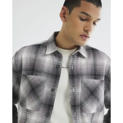 Black Regular Fit Waffle Check Shirt sold by River Island