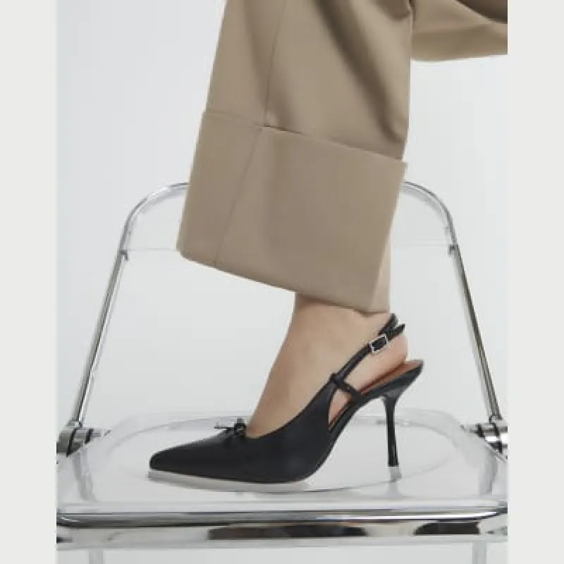 Black Bow Sling Back Court Shoes sold by River Island