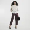 Burgundy premium Leather Barrel Trouser sold by River Island
