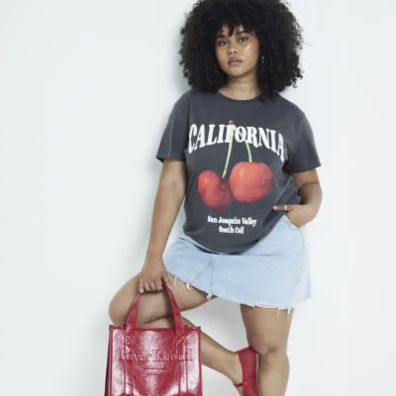 Plus Grey California Cherry T-Shirt sold by River Island