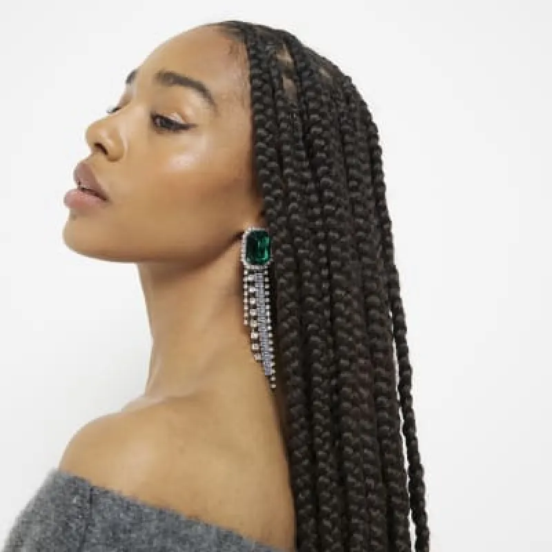 Green Crystal Cascade Earrings sold by River Island
