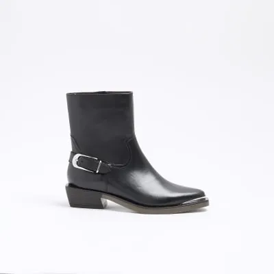 Black Buckle Western Boots sold by River Island