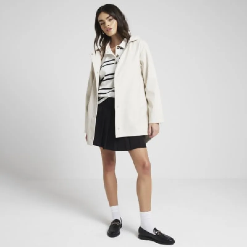 Stone hooded longline rain coat sold by River Island