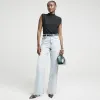 Black Slinky Shoulder Pad Top sold by River Island