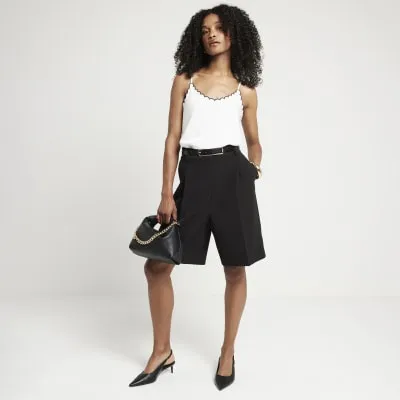 White Contrast Scallop Hem Cami Top sold by River Island