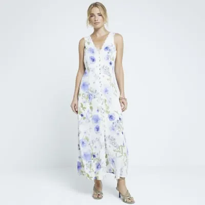 Purple floral lace trim slip midi dress sold by River Island