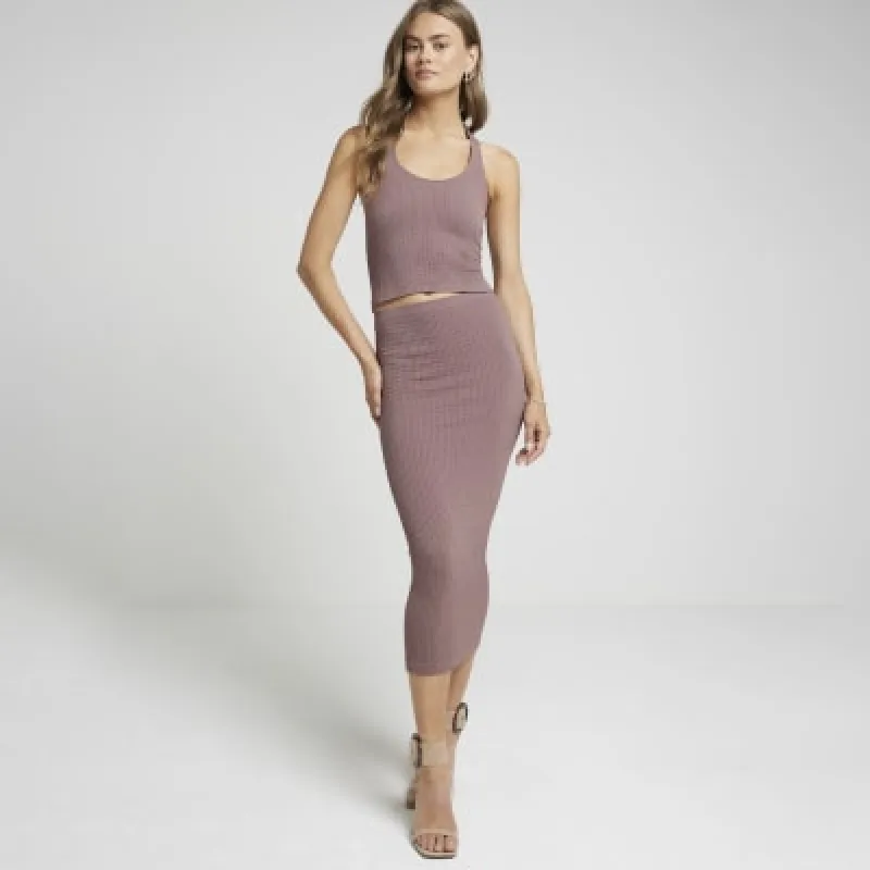 Brown textured halter neck top sold by River Island