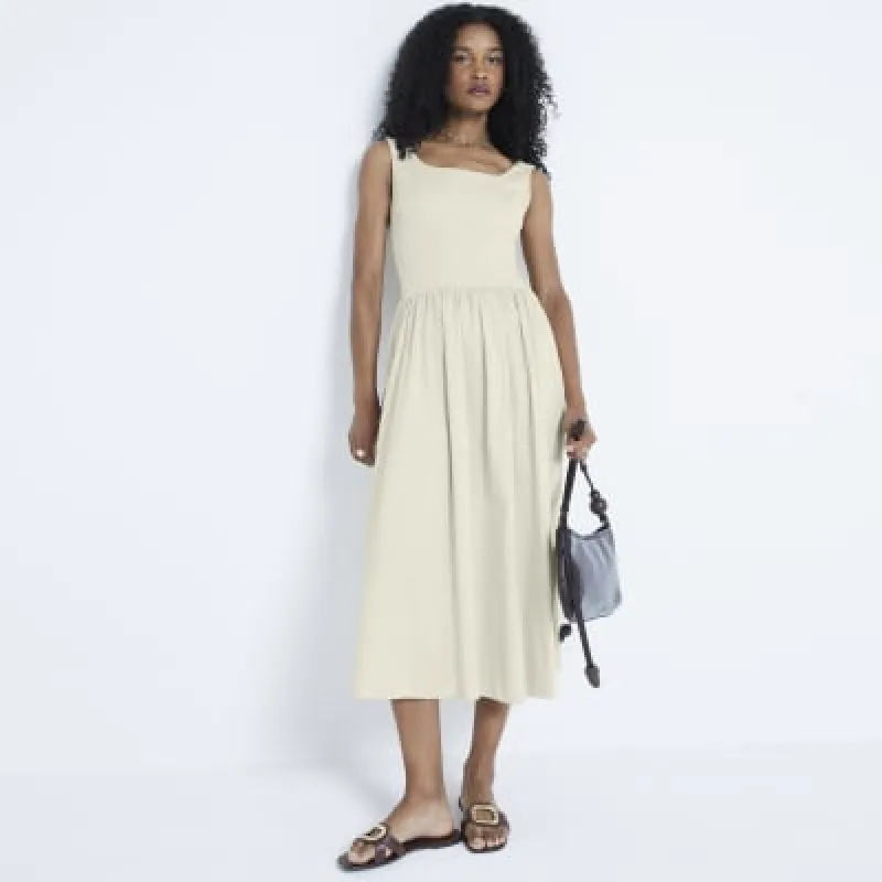 Stone hybrid skater midi dress sold by River Island