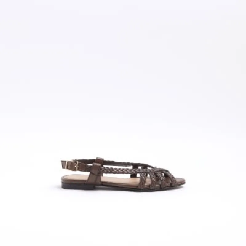 Brown leather ballet pumps sold by River Island