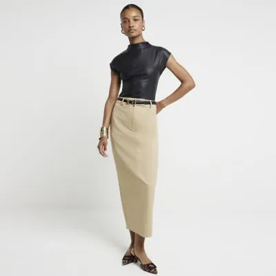 Black coated high neck top sold by River Island