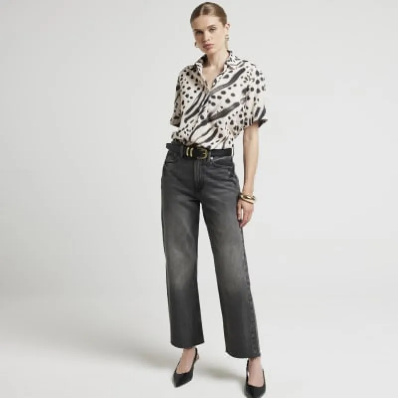 Cream abstract short sleeve shirt sold by River Island