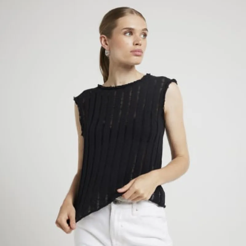 Black Ladder Tank Top sold by River Island