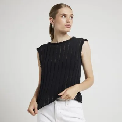 Black Ladder Tank Top sold by River Island