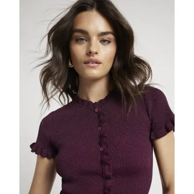 Red Ribbed Frill T-Shirt sold by River Island