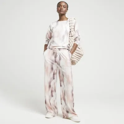White marble wide leg joggers sold by River Island