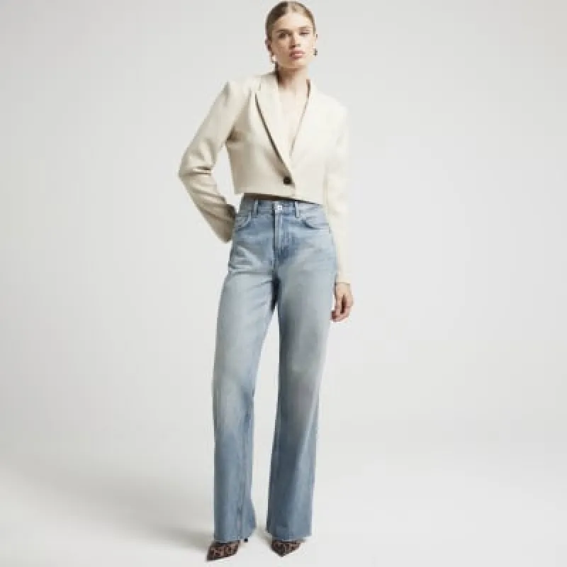 Cream cropped blazer sold by River Island
