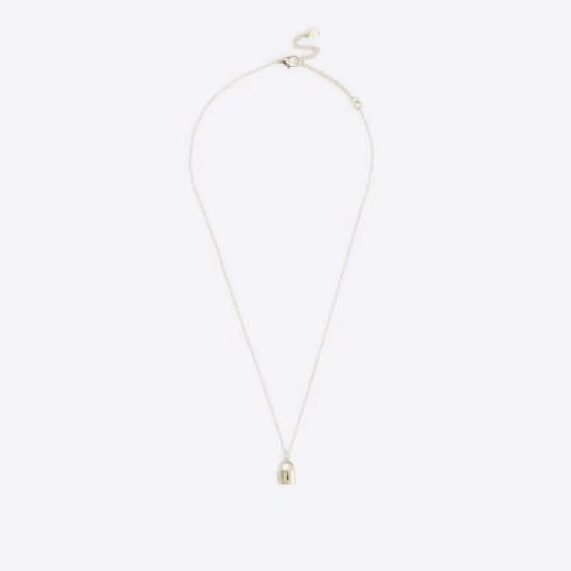 Gold L initial lock necklace sold by River Island