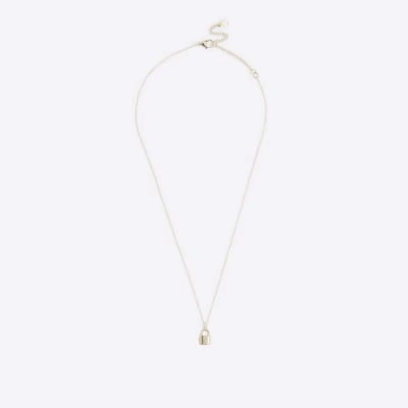 Gold S initial lock necklace sold by River Island