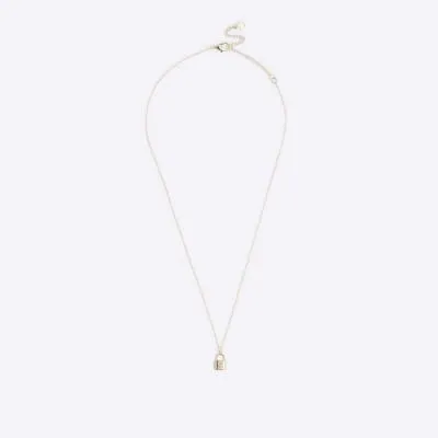 Gold S initial lock necklace sold by River Island
