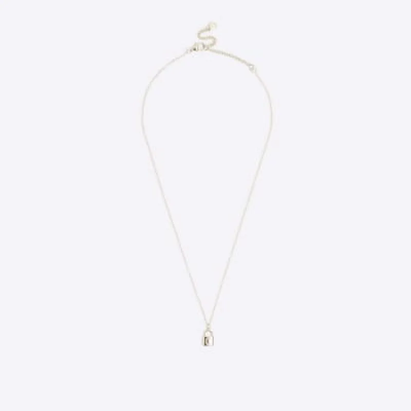 Gold C initial lock necklace sold by River Island