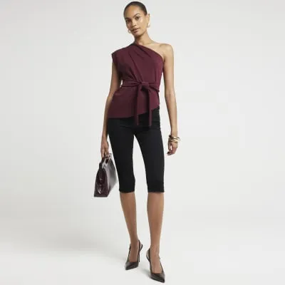 Red Belted Asymmetric Top sold by River Island