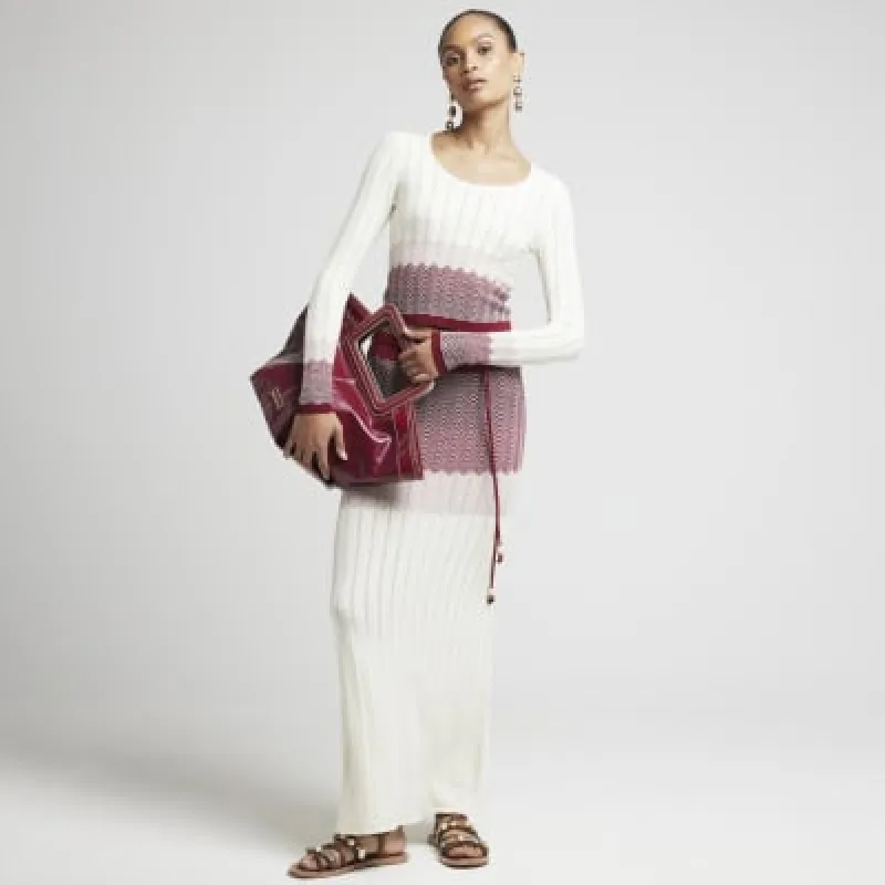 Red chevron knit long sleeve top sold by River Island