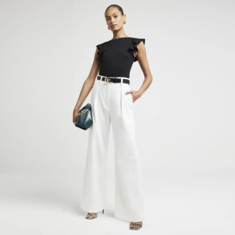 Black frill detail bodysuit sold by River Island