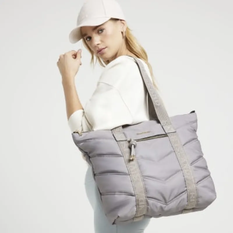 Grey Quilted Webbing Shopper Bag sold by River Island
